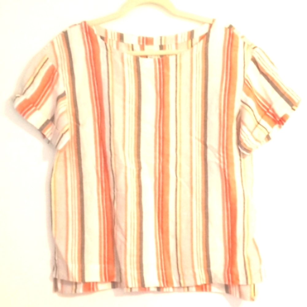 A New Day Linen Blend Striped Blouse in Size Medium  (NWT)